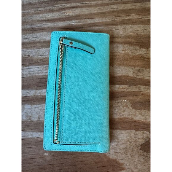 Kate Spade Turquoise Saffiano Leather Wallet With Card Slots & Zipper Pocket - Picture 5 of 5